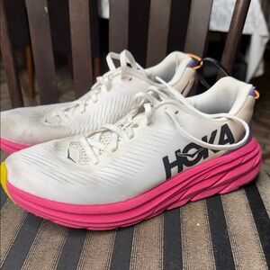 Hoka Women's White and Pink Running Shoes